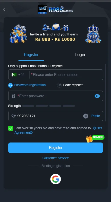 R988 Game Regiatration